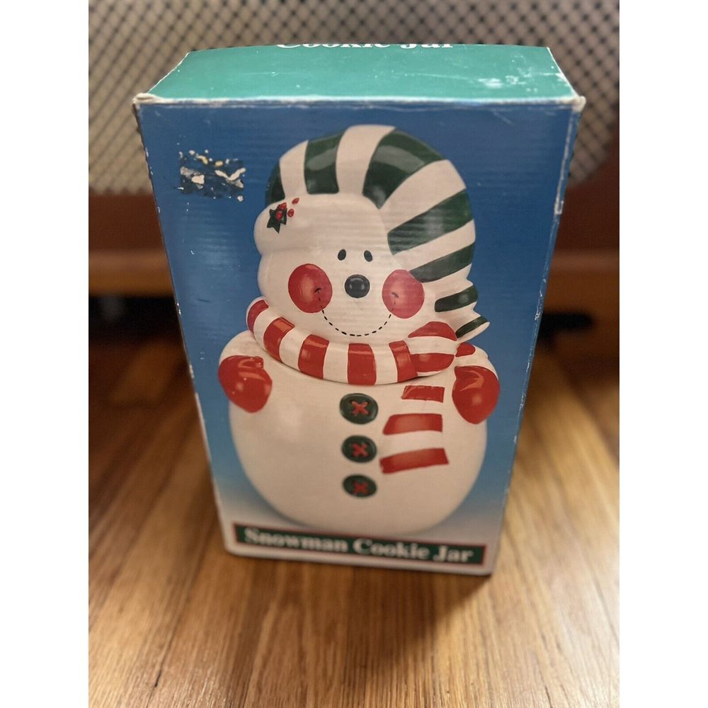 Snowman Holiday Christmas Winter Cookie Jar Vtg Ceramic 11" Frosty Collectible - Picture 13 of 14